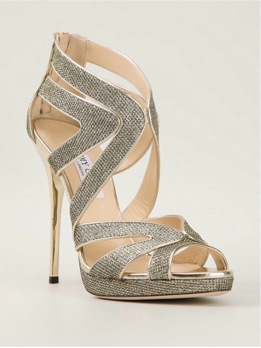 Jimmy Choo Lame Glitter Collar Stiletto’s